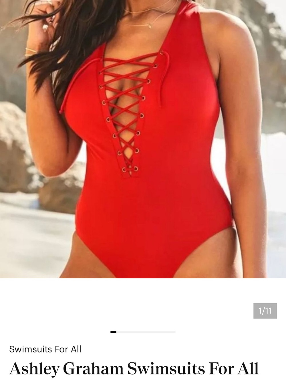 Swimsuits For All Red Lace-Up One-Piece